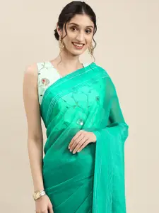 Saree mall Sea Green Solid Georgette Sarees