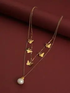 SOHI Gold-Plated Brass Layered Necklace
