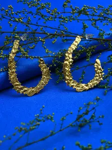 SOHI Gold-Toned Contemporary Half Hoop Earrings