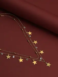 SOHI Set Of 2 Brass Gold-Plated Necklaces