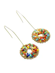 SOHI Gold-Toned & Multicoloured Contemporary Drop Earrings