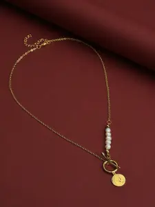SOHI Gold-Toned & White Brass Gold-Plated Necklace