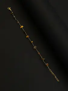 SOHI Gold-Plated Brown Beaded Anklet