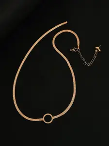 SOHI Gold-Plated & Black Stone-Studded Designer Pendant