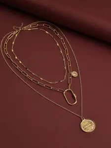 SOHI Brass Gold-Plated Layered Necklace