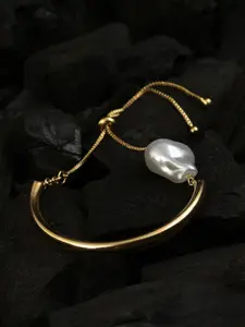 SOHI Women Gold-Toned & White Brass Pearls Gold-Plated Armlet Bracelet