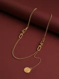 SOHI Gold-Plated Designer Pendant With Chain
