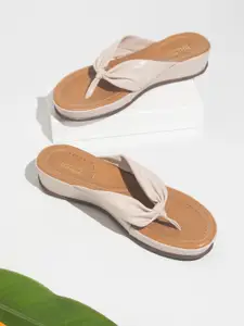 Inc 5 Women Beige Solid Comfort Sandals