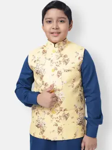 NAMASKAR Boys Yellow Woven Design Nehru Jacket