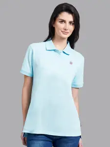 Beverly Hills Polo Club Women Blue Polo Collar T-shirt