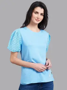 Beverly Hills Polo Club Women Blue Solid T-shirt