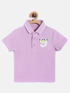 MINI KLUB Boys Purple Polo Collar Organic Cotton T-shirt