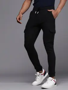 WROGN Men Black Self Designed Slim Fit Joggers