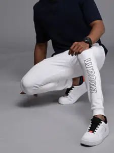 WROGN Men White Brand logo Printed Slim fit Joggers