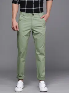 WROGN Men Green Slim Fit Mid-Rise Regular Trousers