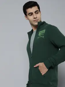 Puma Men Green Graphic Slim Fit Sporty Track Jacket