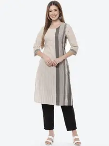 Rangriti Women Off White Striped Kurta