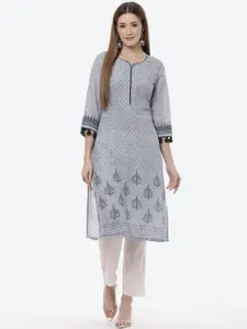 Rangriti Women Grey & Black Ethnic Motifs Thread Work Kurta