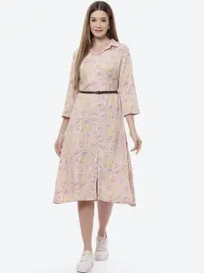 Rangriti Women Grey Floral Midi Dress