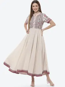 Rangriti Off White Ethnic Motifs Printed Maxi Dress