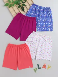 BUMZEE Girls Pack Of 4 Printed Shorts