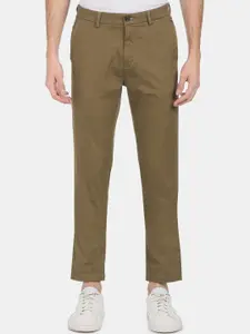 Arrow Men Olive Brown Low-Rise Skinny Fit Trousers