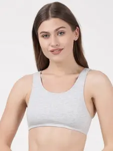 Jockey Grey Solid Non Wired Non Padded Dry-Fit Workout Bra 1582-0105-STGML