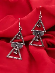 MORKANTH JEWELLERY Oxidised Silver-Plated Geometric Drop Earrings