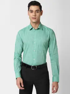 Peter England Men Green Slim Fit Pure Cotton Formal Shirt