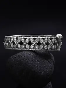 Rubans Women Silver-Toned Oxidised Bangle-Style Bracelet
