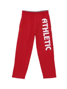Fashionable Boys Red Printed Pure Cotton Track Pants