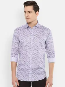 V Dot Men Purple Slim Fit Floral Printed Casual Shirt