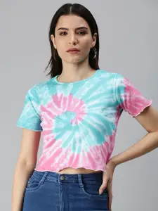 JUNEBERRY Multicoloured Tie and Dye Crop Top