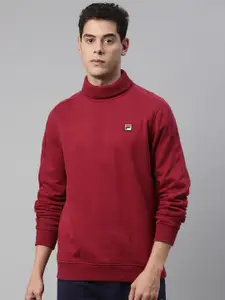 FILA Men Maroon Cotton Sweatshirt