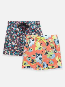 LilPicks Girls  Pack of 2 Floral Printed Outdoor Shorts