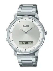 CASIO Men White Dial & Silver Toned Analogue and Digital Watch - A1960