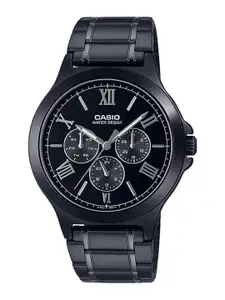CASIO Men Black Patterned Bracelet Style Analogue Watch A1969