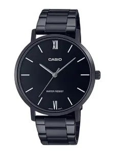 CASIO Men Black Dial & Black Stainless Steel Bracelet Style Straps Analogue Watch