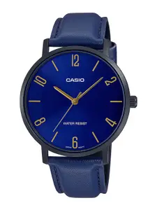 CASIO Men Blue Dial & Blue Leather Straps Analogue Watch