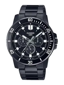 CASIO Men Black Dial & Black Stainless Steel Bracelet Style Straps Watch