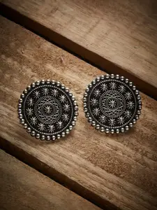 ATIBELLE Silver-Plated Oxidized Circular Studs
