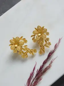 ATIBELLE Gold Toned & Gold Plated Floral Studs