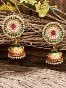ATIBELLE Gold-Plated Kundan Dome-Shaped Jhumkas