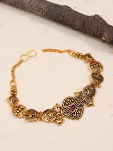 Crunchy Fashion Women Gold-Toned Enamelled Gold-Plated Wraparound Bracelet