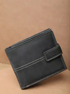 K London Men Black Leather Two Fold Wallet
