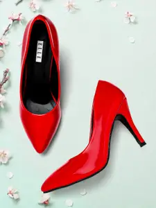 ELLE Red Solid Stiletto Pumps