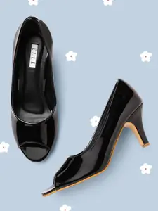 ELLE Black Solid Peep Toes