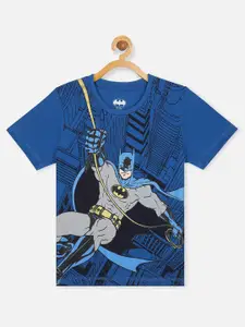 Kids Ville Boys Blue Batman Printed Pure Cotton Regular Fit T-shirt