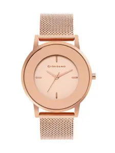 GIORDANO Women Rose Gold-Toned Mirrored Analogue Watch FA2052-55