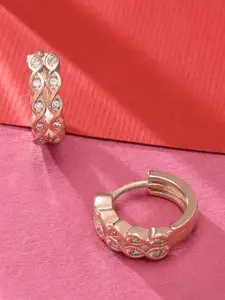 AMI Rose Gold Contemporary Cubic Zirconia Hoop Earrings